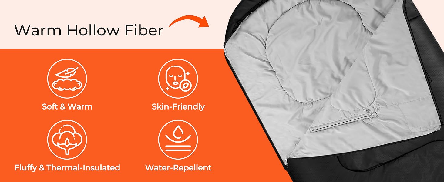 Спальний мішок Sportneer Outdoor у формі ковдри (220×85 см), чорний, температурний режим +10...+26 °C, з отворами для рук