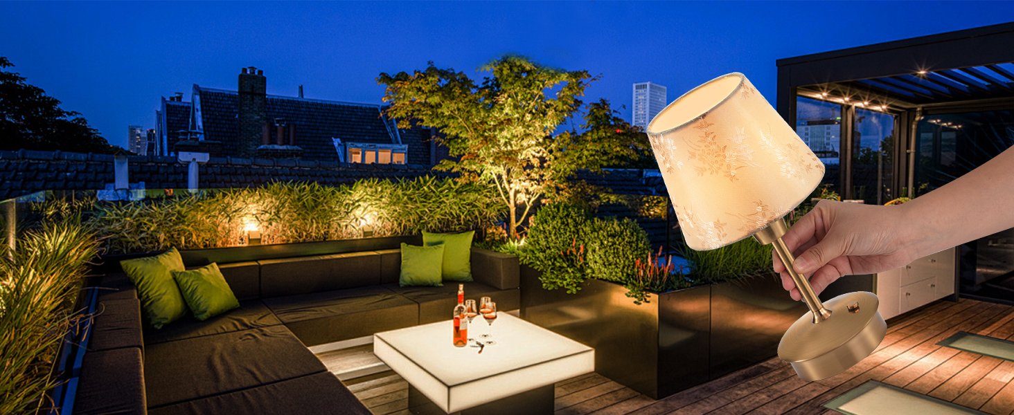 Настільна лампа бездротова, 2 шт., торгова марка Champagner, з акумулятором 5200mAh, сенсорне регулювання, для їдальні, вітальні, спальні, бару, ресторану