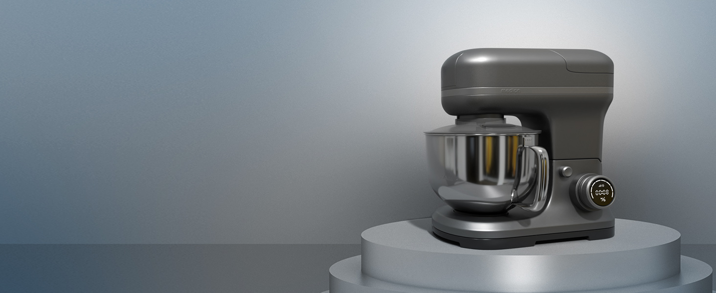 Кухонна машина MEDION Titan: Міксер, м'ясоподрібнювач, 3-в-1, 5 л чаша з нержавіючої сталі, 1200 Вт, натерти, нарізати, цифровий дисплей, 18430