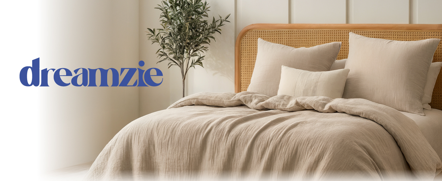 Набір постільної білизни Dreamzie з мусліну 135x200 см, 100% бавовна (4 шт.) – 2 наволочки 80x80 см, 2 наволочки 80x80 см, закривається на блискавку, сертифікат Oeko-Tex, колір: тауп