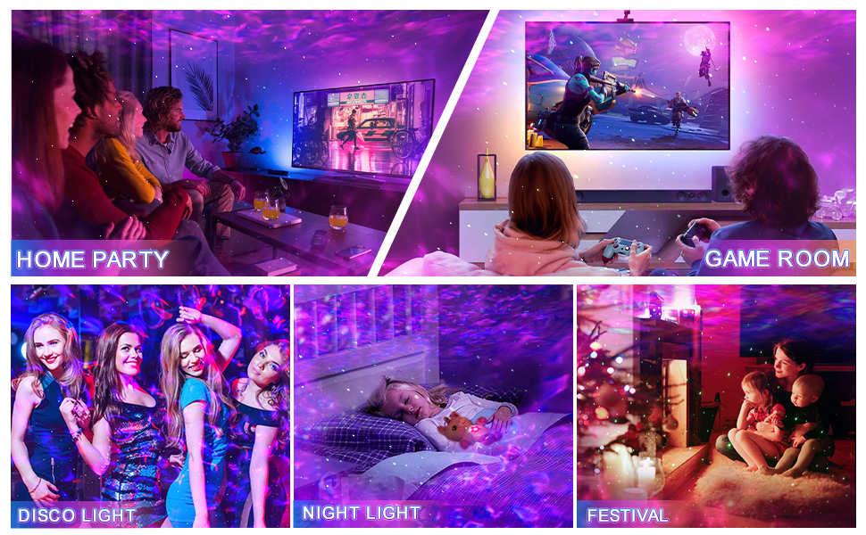 Проектор зоряного неба Sternenhimmel з Bluetooth, нічник для дітей та жінок, 300 режимів, лампа північного сяйва, декор кімнати (Ліловий)