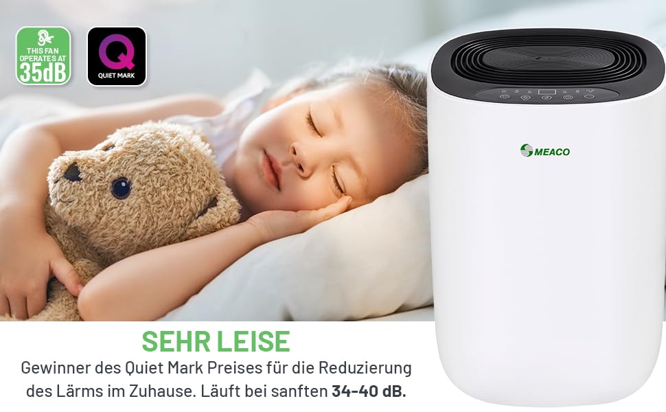 Поглинач вологи Meaco Ultra Leiser 10L – Електричний осушувач повітря MeacoDry ABC для дому, чорний
