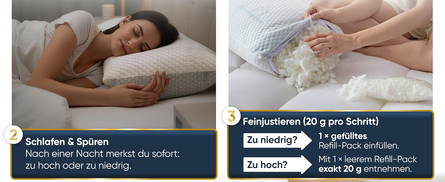 Подушка з піною з пам'яті - подушка 40x80, регульована висота - подушки для сну для тих, хто спить на боці та інші - преміум наповнювач проти болю в шиї - легкий вибір потрібної висоти