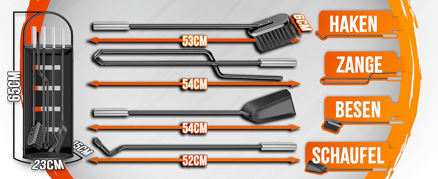 Набір для каміну KESSER® 5 предметів | Сучасний дизайн, з покриттям, з нержавіючої сталі, антрацит