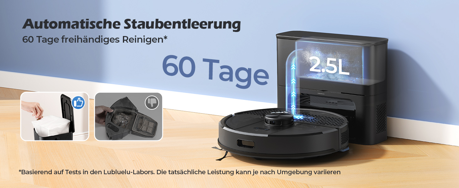 Робот-пилосос Lubluelu SL68 Plus 3-в-1 з функцією миття, 4500Pa, лазерна навігація, керування через додаток, 24 зони заборони для шерсті тварин, килим