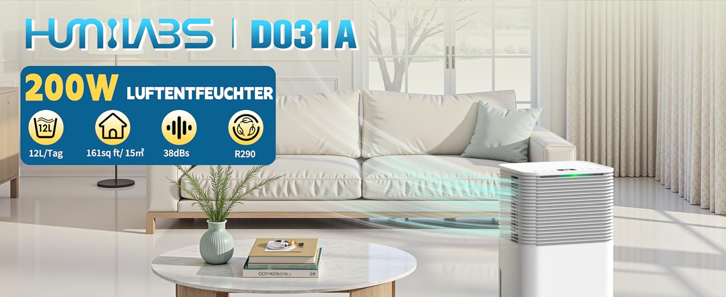 Електричний осушувач повітря 12л/день, сенсорне управління, дисплей, таймер, для дому, ванної кімнати, підвалу, білий