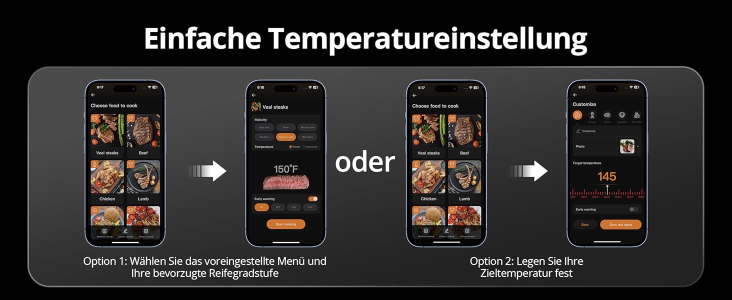 Бездротовий термометр для м'яса з 2 зондами, Bluetooth 5.4, Wi-Fi, LED-дисплей, для приготування BBQ та кулінарії