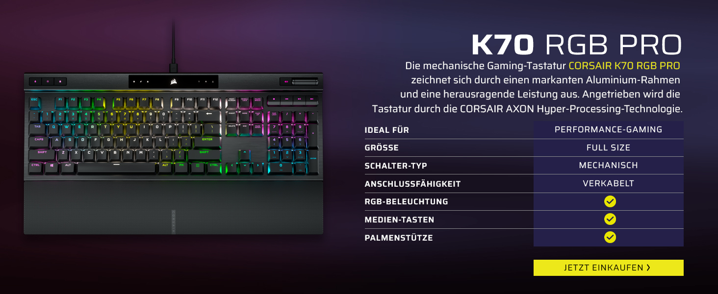 Ігрова механічна клавіатура Corsair K70 MAX RGB QWERTZ DE (Tenkeyless) - сіра