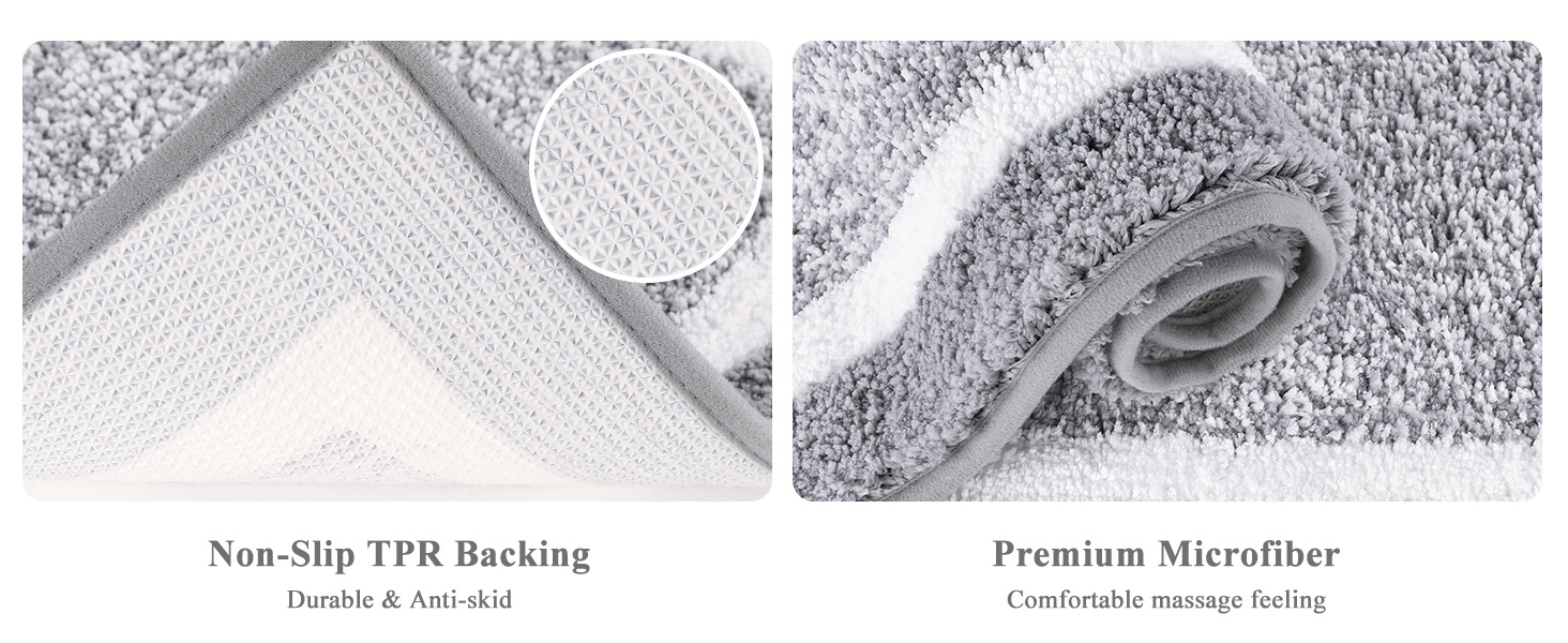 М'який килимок для ванної кімнати Pauwer, комплект з 3 частин: килимок 50x80 см, килимок для туалету 50x60 см, рушник для ванної кімнати, мікрофібра, швидковисихаючий, антиковзаючий, для прання, сірий