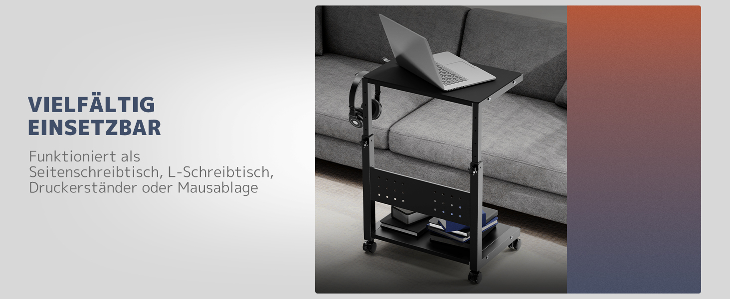 Регульована підставка для ПК PUTORSEN з 2 рівнями, з роликами та підкладкою для миші, чорна (Mid-Tower)