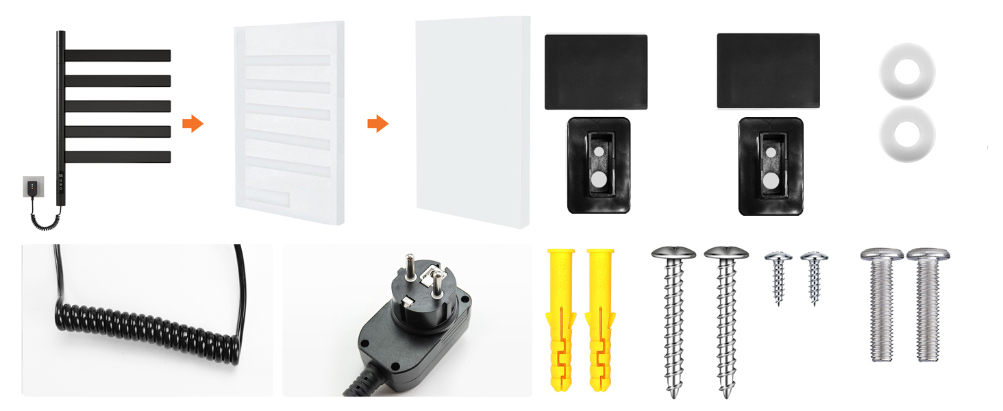 Електричний сушильник для рушників ZOYI 180° поворотний, 140W, чорний (сушарка для ванної кімнати, настінний)