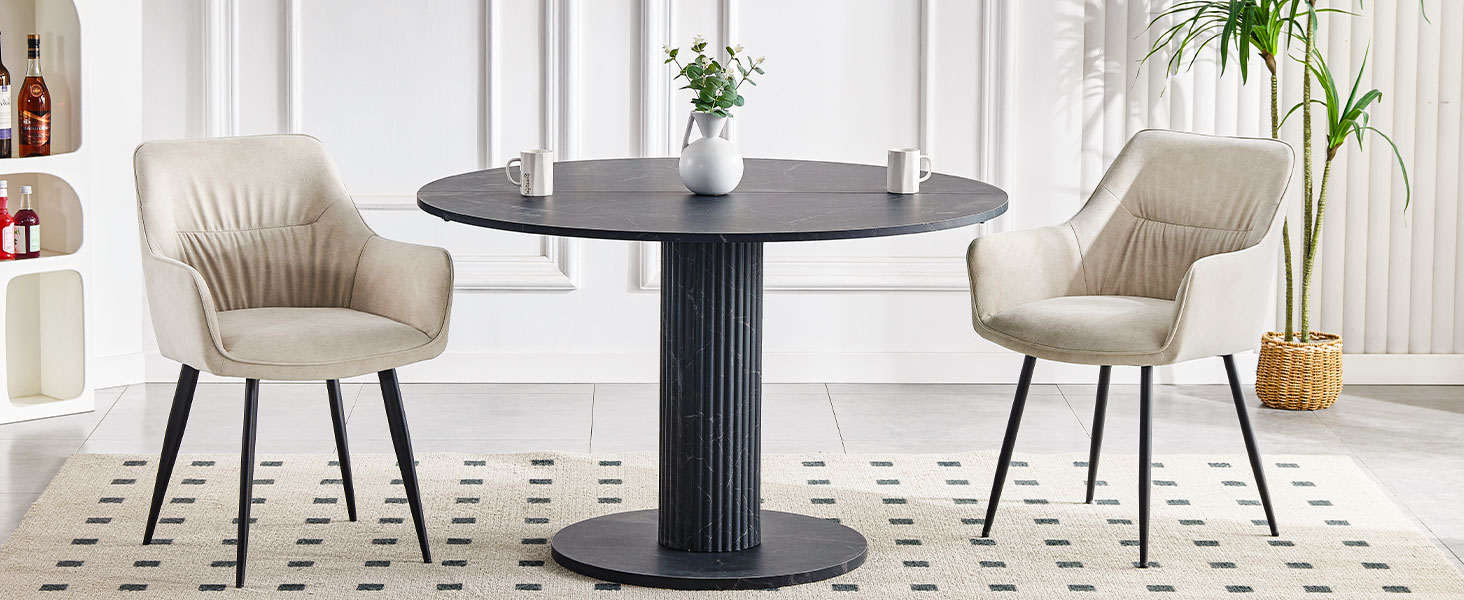 Набір обідніх крісел 6 шт. поворотні, з підлокітниками, 360°, сучасний м'який стілець з велюру, для вітальні, кухні, робочого кабінету, спальні (4, Бежевий)