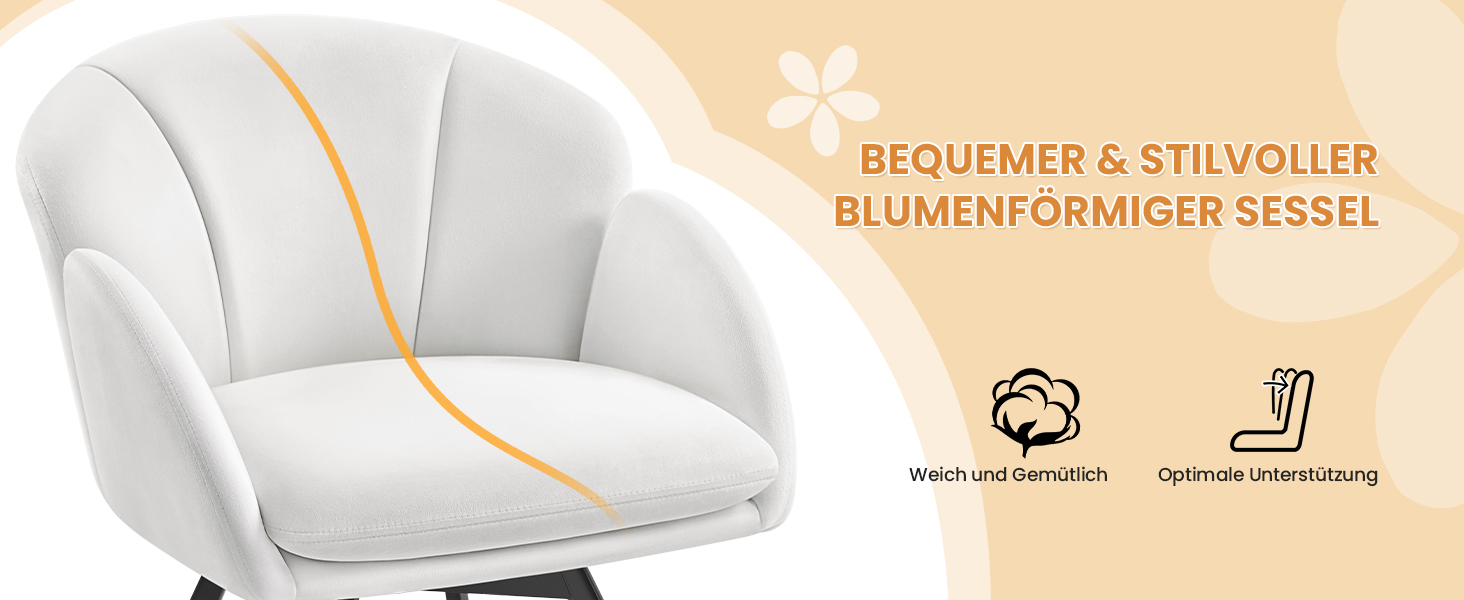 Крісло офісне Yaheetech, біле, 360° обертання, з м'яким сидінням, для дому/офісу