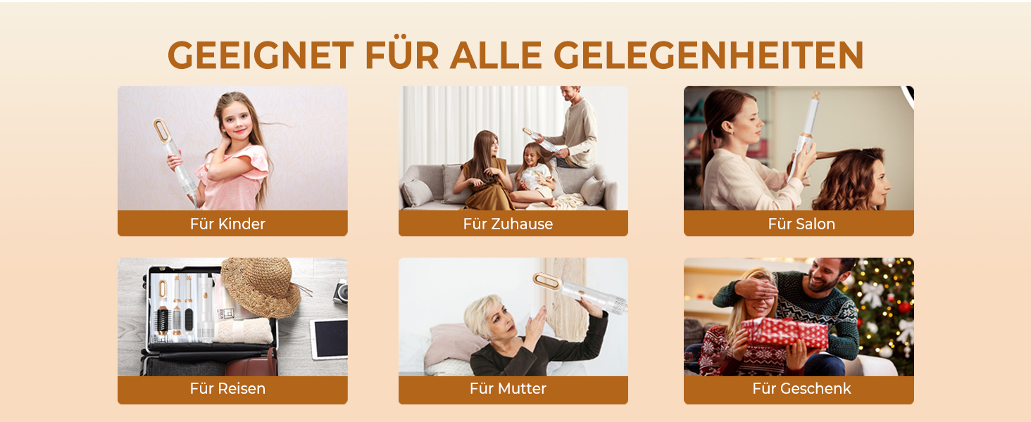 Мультистайлер для волосся 7 в 1 UKLISS Hairstyler Pro: фен, автоматична плойка, кругла щітка та випрямляч для професійного стайлінгу, білий