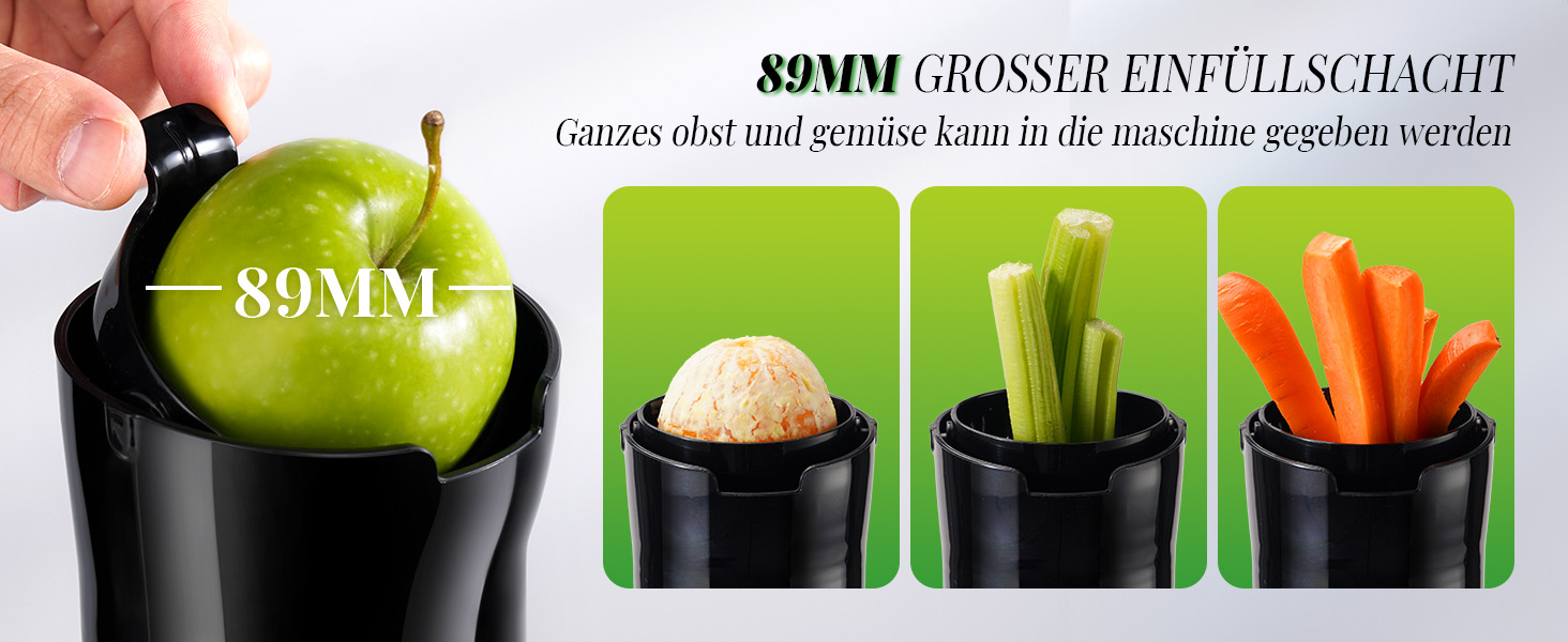Електричний соковитискач GDOR з великою завантажувальною воронкою 90 мм, висока врожайність, тихий, BPA-free, легко миється, 200W, сірий