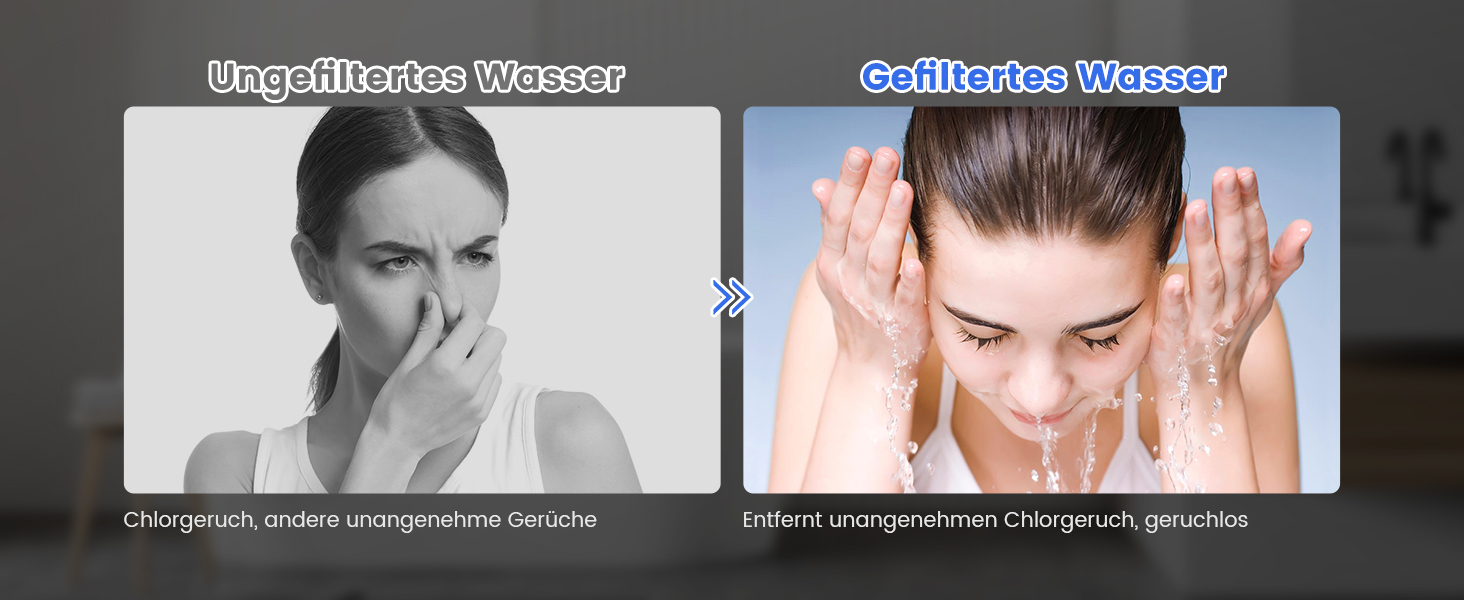 Фільтр для душу MEKO з високим тиском, ручна лійка з 15-шаровим фільтром, шланг 1,5 м, 3 режими, економія води, видаляє хлор, важку воду, важкі метали, темно-сірий