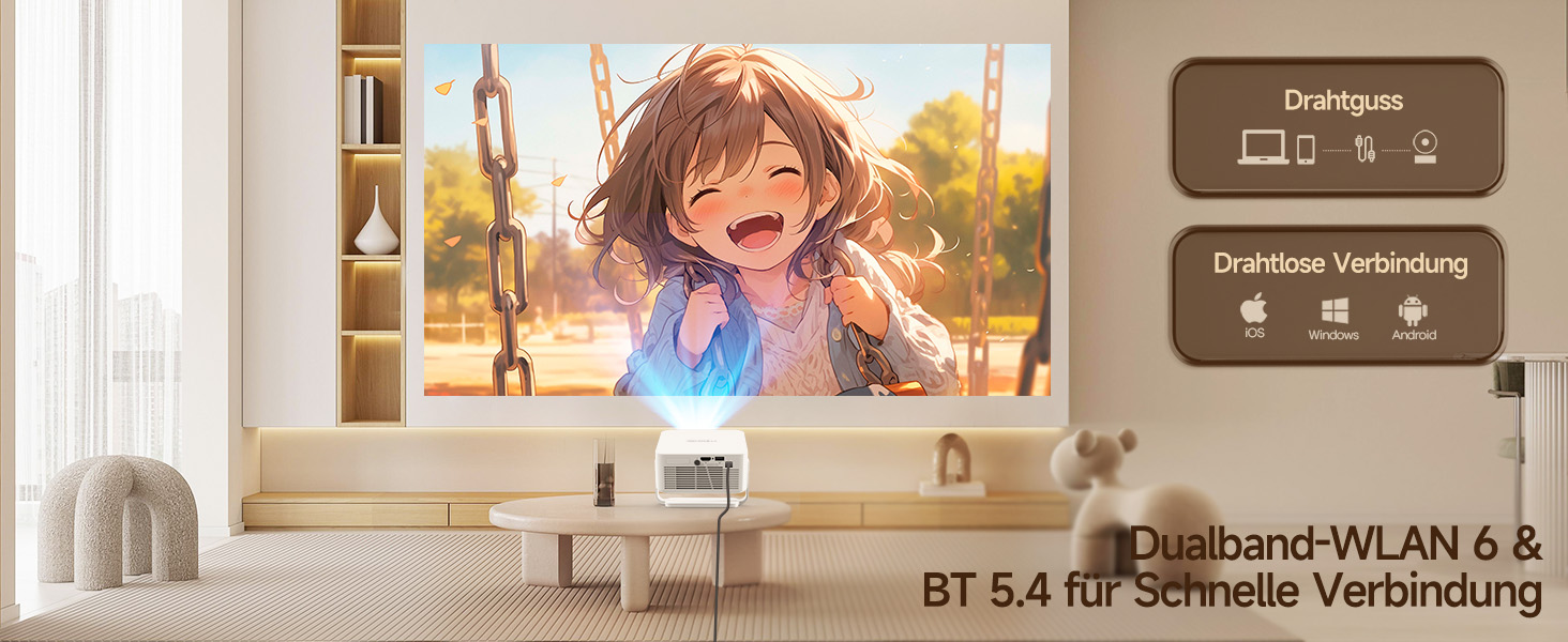 Magcubic HY300max Міні проектор 4K/8K з Android 14, WiFi 6, Bluetooth 5.4, Автофокус, для домашнього кінотеатру, білий