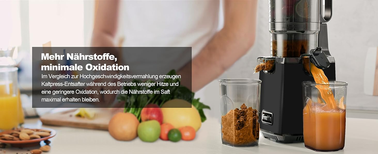 Фреш-прес Fretta Slow Juicer: Швидкий та Зручний Електричний Соковитискач для Овочів та Фруктів (1.8л, 250W, Чорний)