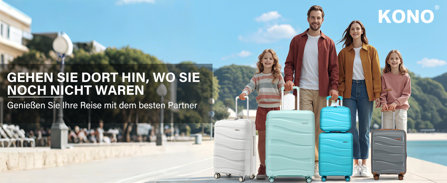 KONO Чемодан середнього розміру 65 см з поліпропілену з TSA замком, 65x46x26.5 см (Крем-білий)