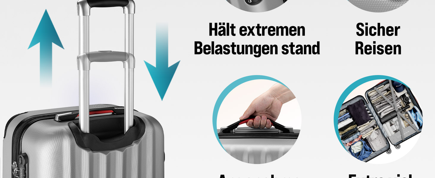 Набір валіз Monzana® 3шт (зелений) M-L-XL з замком, органайзером та вагами - гнучкі ручки, подвійні колеса, підставка, тріумф, валіза з жорстким корпусом, багажний набір