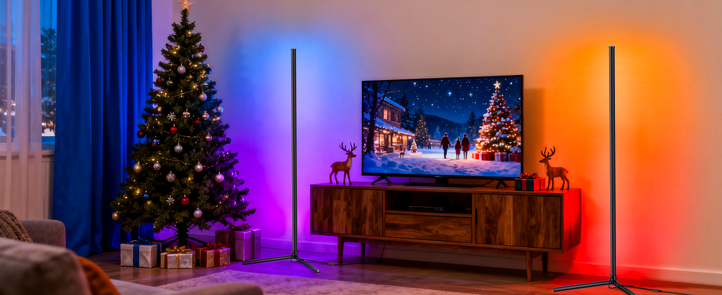 Світлодіодна торшер Riyo з RGB підсвіткою, керуванням через APP та пультом ДК. Торшер у вітальню з 16 млн кольорів та 68+ сценами, синхронізація з музикою