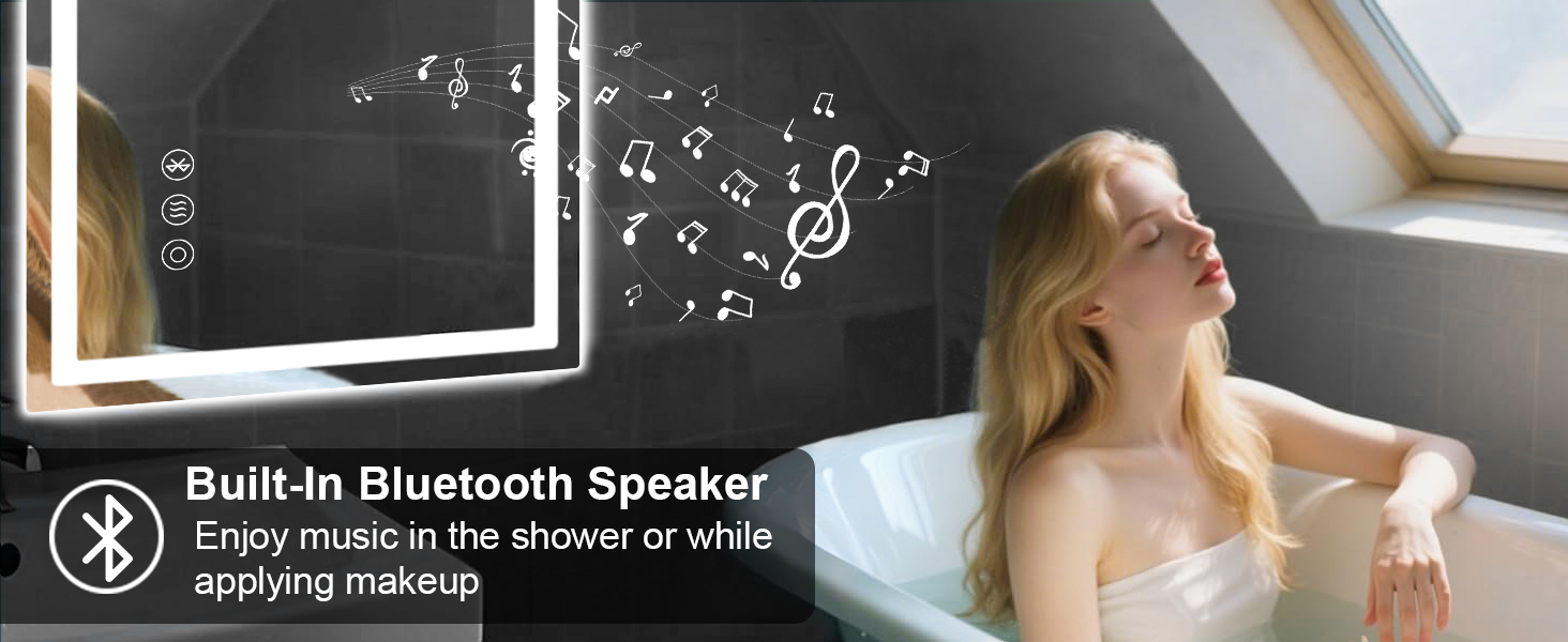 Дзеркало для ванної кімнати Habison з підсвічуванням LED, 50x70 см, сенсорне керування, димування, 3 колірні температури, функція пам'яті, проти запотівання, Bluetooth, матова центральна частина