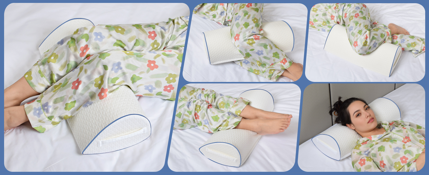 Подушка для сну на боку Pozico: ортопедична подушка для ніг з піни Memory Foam для колін, стегон та спини, знімний чохол, біла