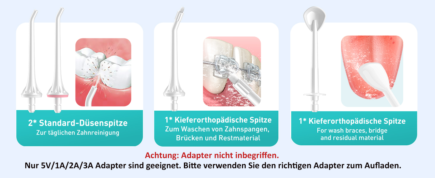 COSLUS Бездротовий електричний іригатор для рота: 4 режими, портативний, 300 мл резервуар, тестер-переможець, легкий у використанні, скребок для язика, догляд за зубами, для подорожей, світло-зелений (білий)