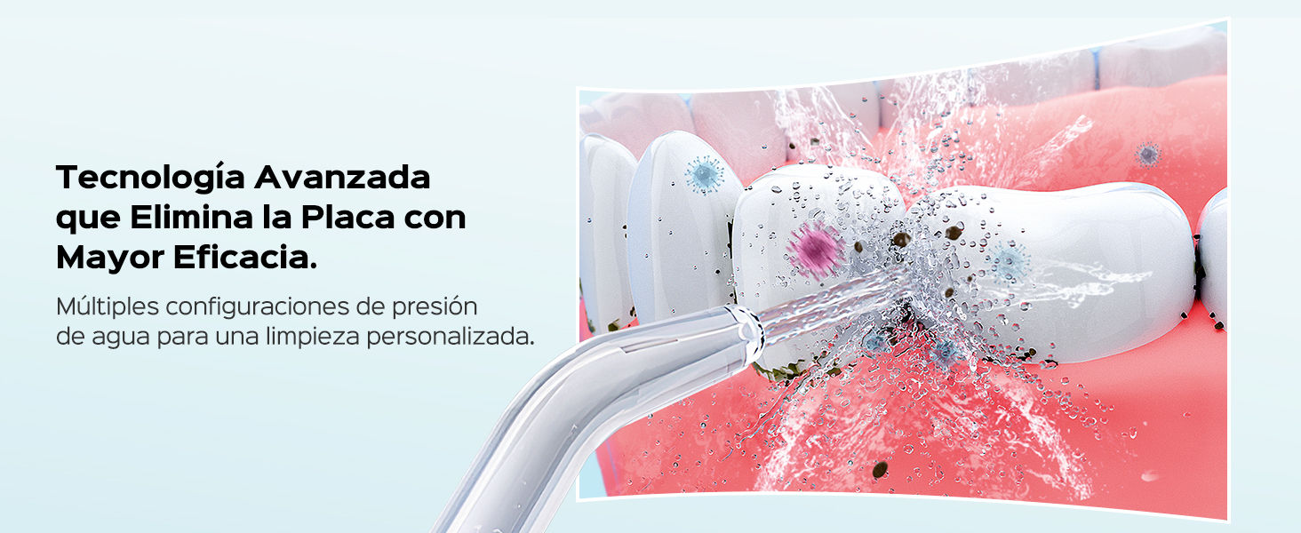 COSLUS Електрична іригатор для порожнини рота з 2 режимами та 12 рівнями тиску – 600 мл резервуар для води. Підходить для сімей, ентузіастів орального здоров'я та пацієнтів з ортодонтичними конструкціями. 5 насадок, чорно-білий колір.