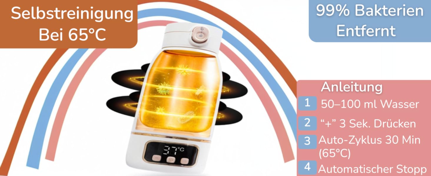 Jolly Mino: Портативний підігрівач пляшок 500 мл – Бездротовий, з нержавіючої сталі, для дитячого харчування та води – Ідеальний для подорожей, авто та літака