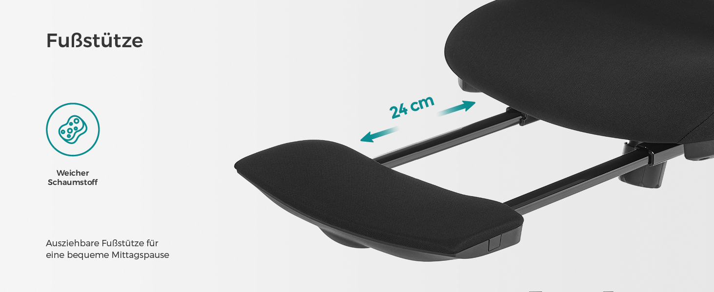 Офісний стілець SONGMICS з підставкою для ніг, ергономічний, з підтримкою попереку, регульованою головою та підлокітниками, регулюванням висоти та функцією гойдання, до 150 кг, чорний OBN61BKV1