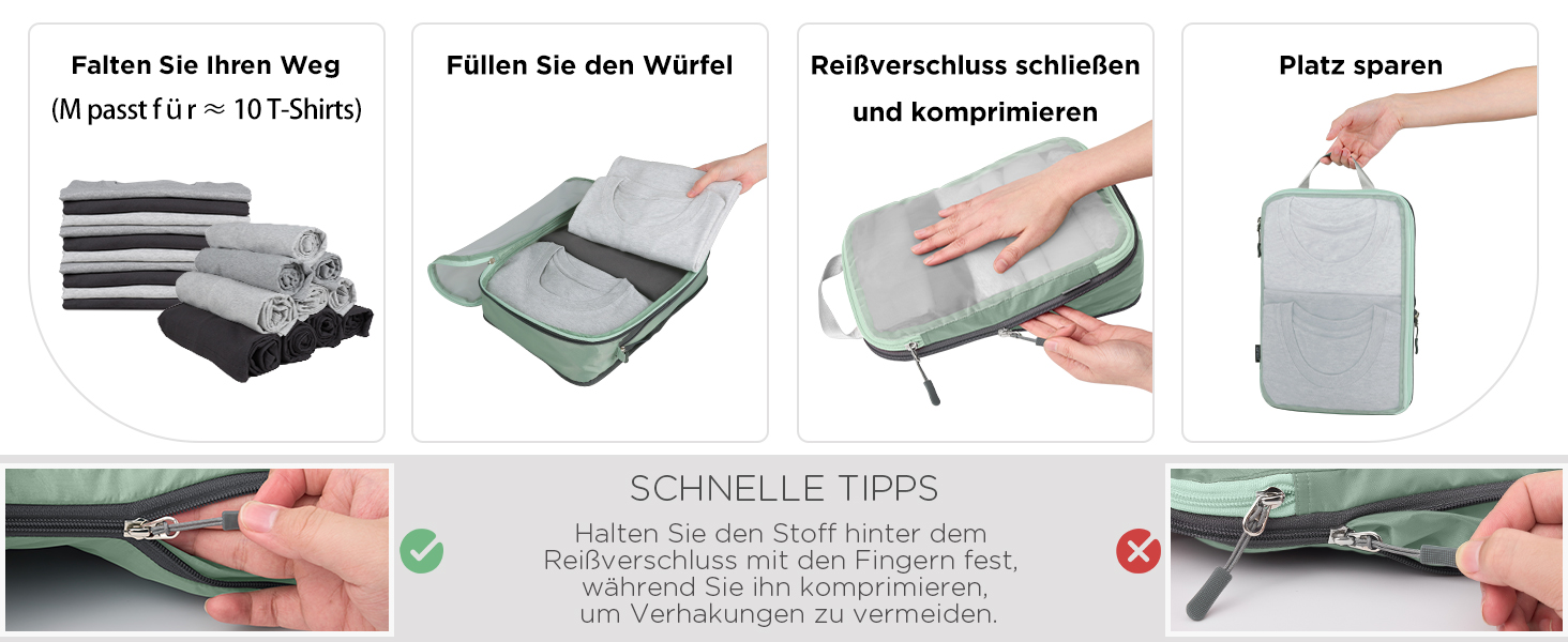 Набір компресійних органайзерів для одягу в подорожі Cipway, 6 шт, сітчасті легкі пакувальні куби для валізи та рюкзака, шавлієво-зелений