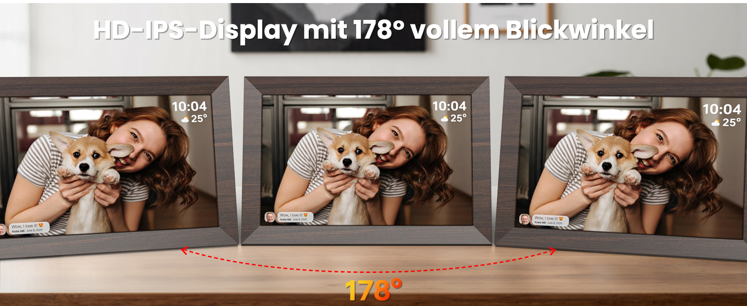 Frameo Цифровий фоторамка WiFi, 10.1 дюйма, HD IPS сенсорний екран, 32 ГБ пам'яті, автоматичне обертання, хмарна підтримка, віддалене завантаження фото та відео