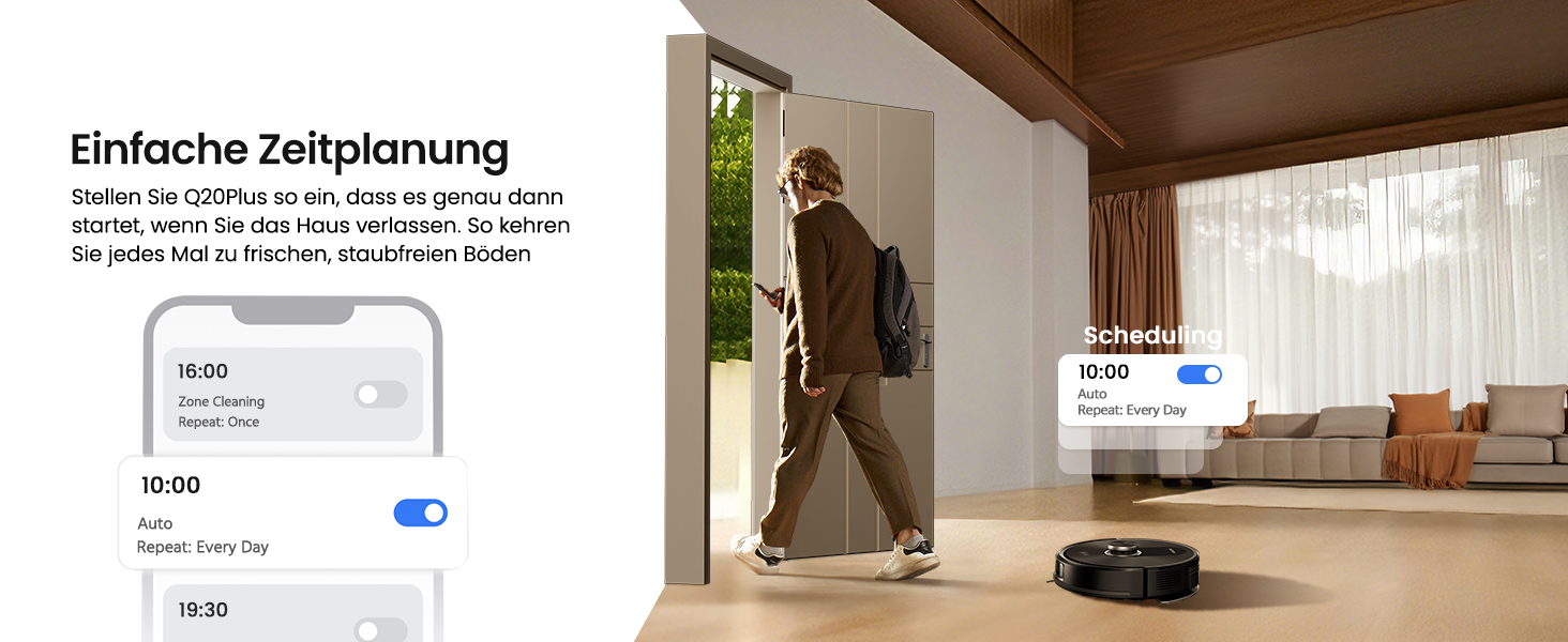 Робот-пилосос Proscenic Q20Plus з функцією миття, 10000Pa, 200хв, бездротовий, самостійна очистка, 3-в-1 для тварин, килимів, твердих поверхонь, чорний