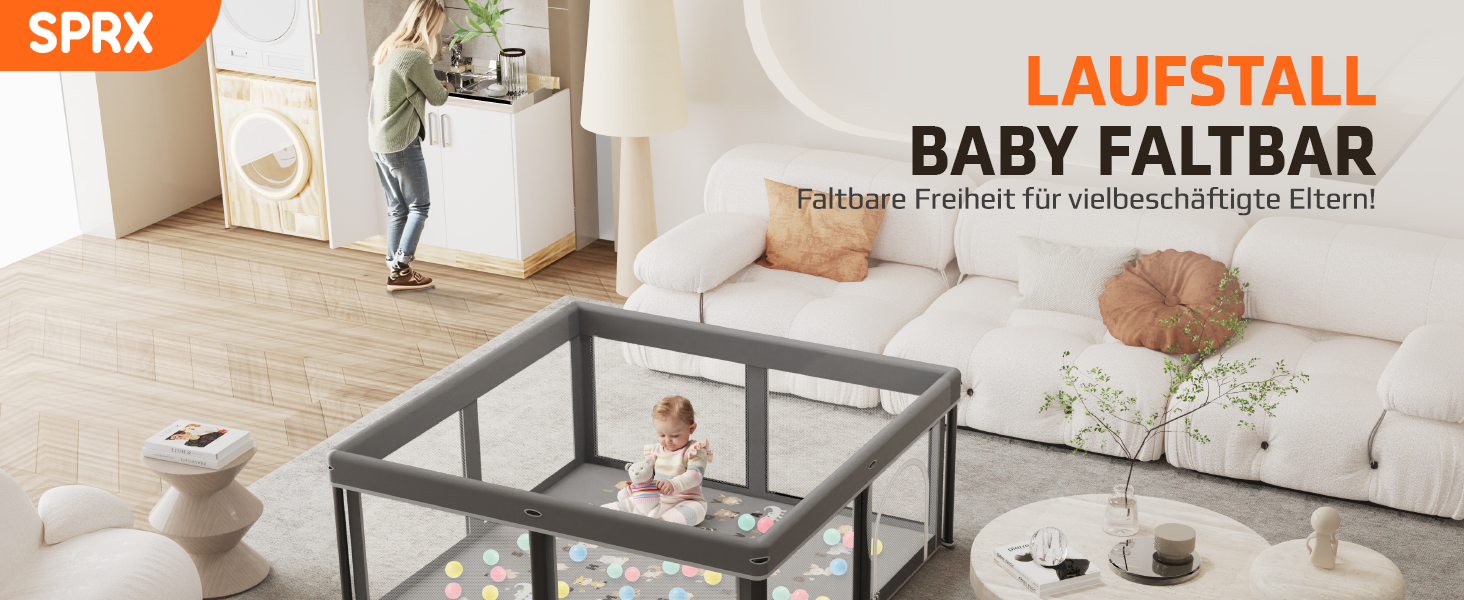 Дитячий портативний ігровий центр (laufstall) з матом, 127x127x69 см. Безпечний та зручний для дому та на вулицю. В комплекті 50 кульок.