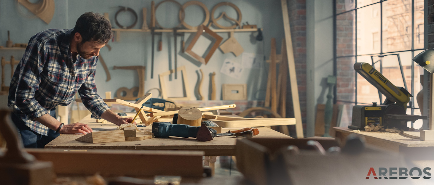 Набір інструментів Arebos 1200 предметів в алюмінієвому кейсі на колесах | Валіза для інструментів з 4 відділеннями та телескопічною ручкою | Майстерня, гараж, дім