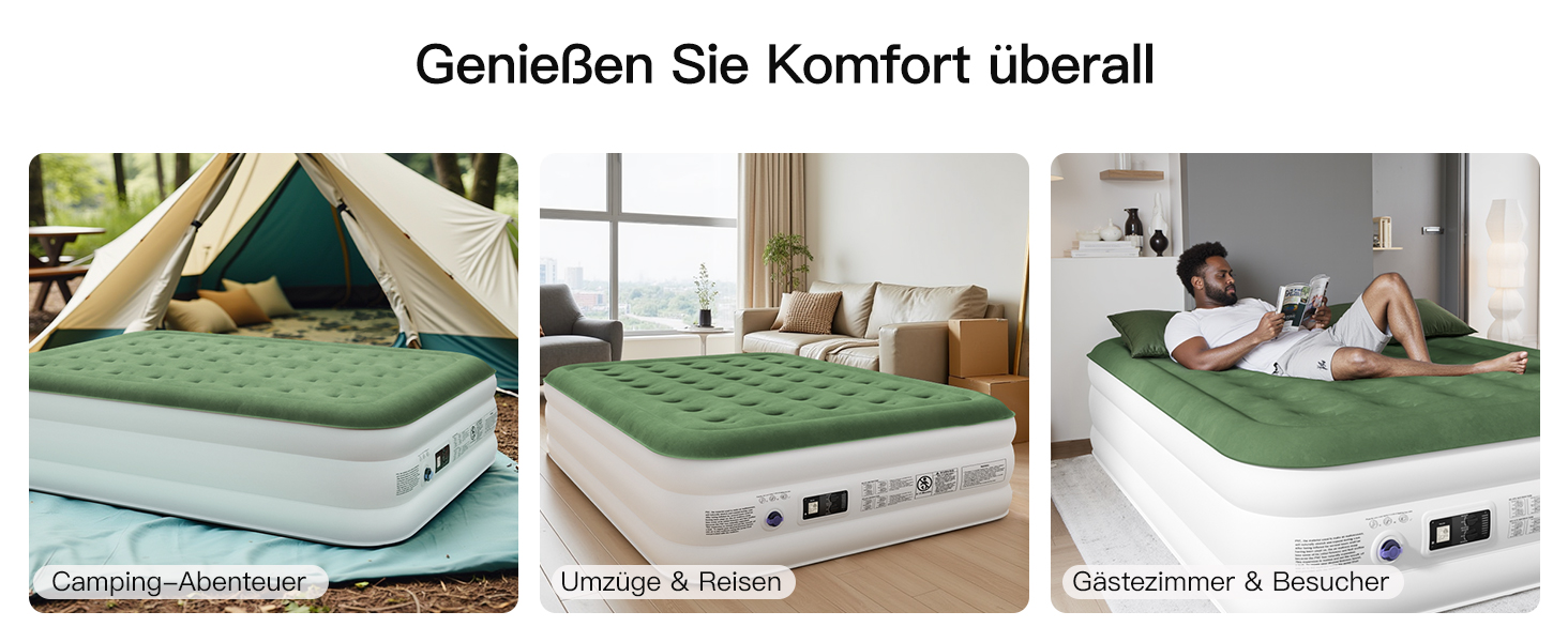 Надувний матрац для двох осіб 203x152x40 см з електричним насосом, самонадувний, для дому