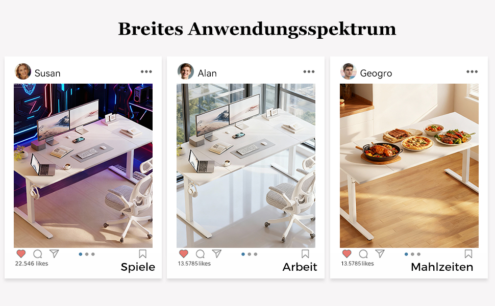 Регульований стіл Klicelor, електричний, з пам'яттю, для офісу, 160 x 80 см, білий/світло-коричневий