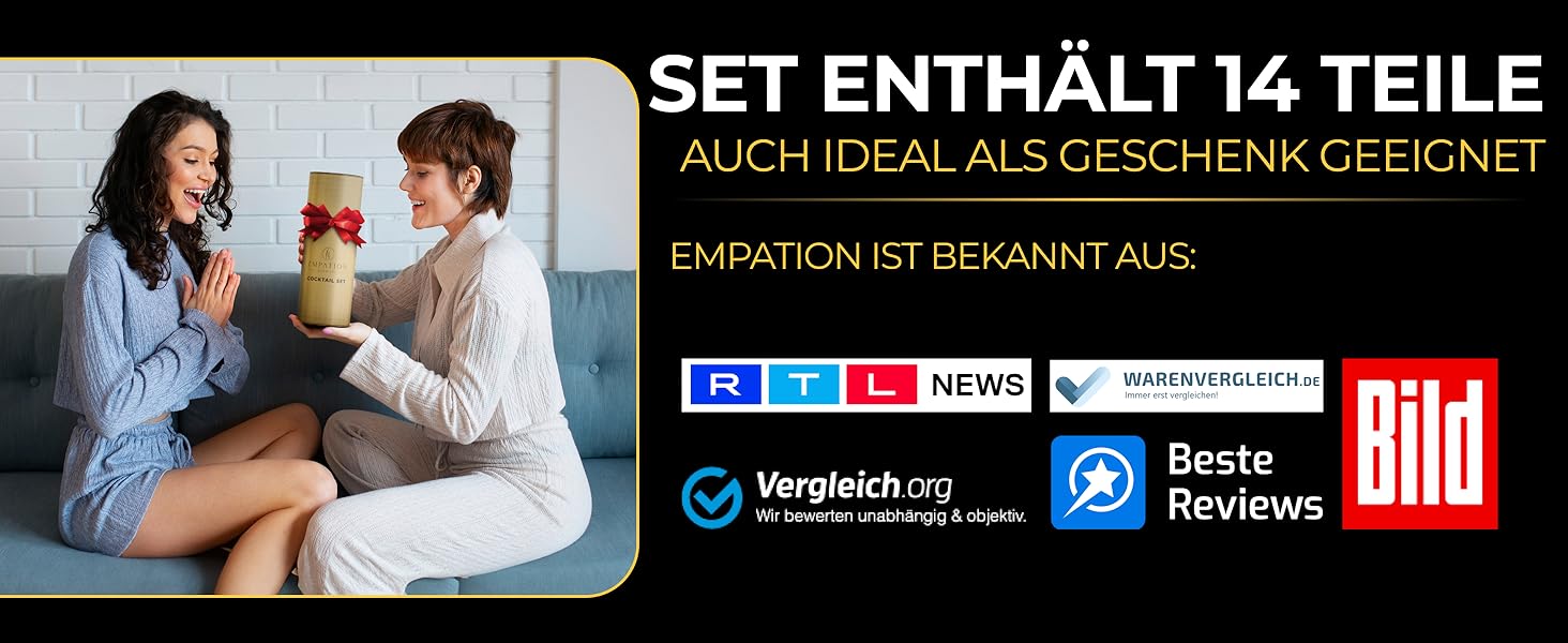 Набір для коктейлів Cobbler 700мл з нержавіючої сталі, професійний шейкер для барменів з підставкою та рецептами, класичний набір (Gold)