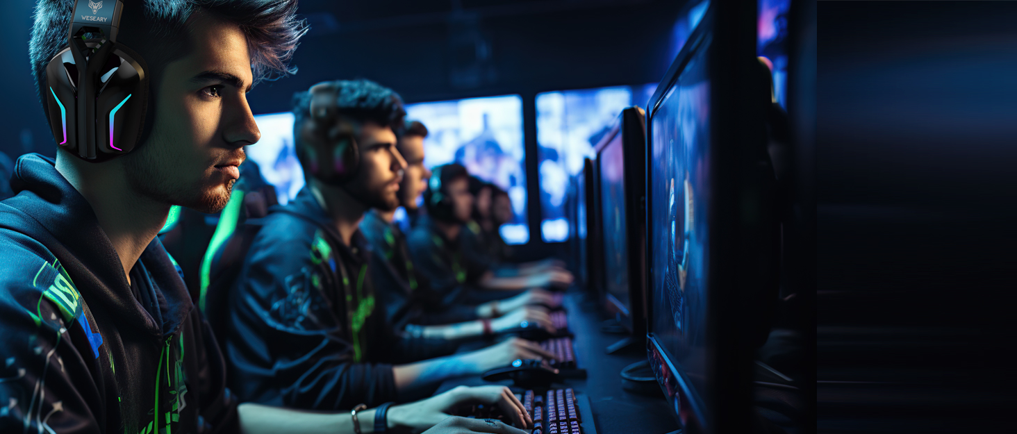 WESEARY WG1 Бездротові ігрові навушники з мікрофоном 2.4G для PS5, PS4, PC, Switch, Mac, Bluetooth, 7.1 Surround Sound, шумозаглушення, LED підсвітка, 50 годин роботи, Jade-Nebel