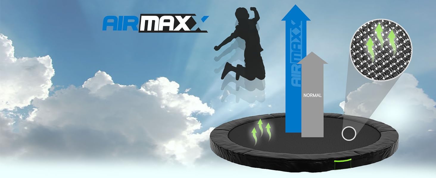 Батут Kinetic Sports 'Ultimate Pro' Ø 305 см для дітей з драбиною та захисною сіткою - чорно-неоново-зелений