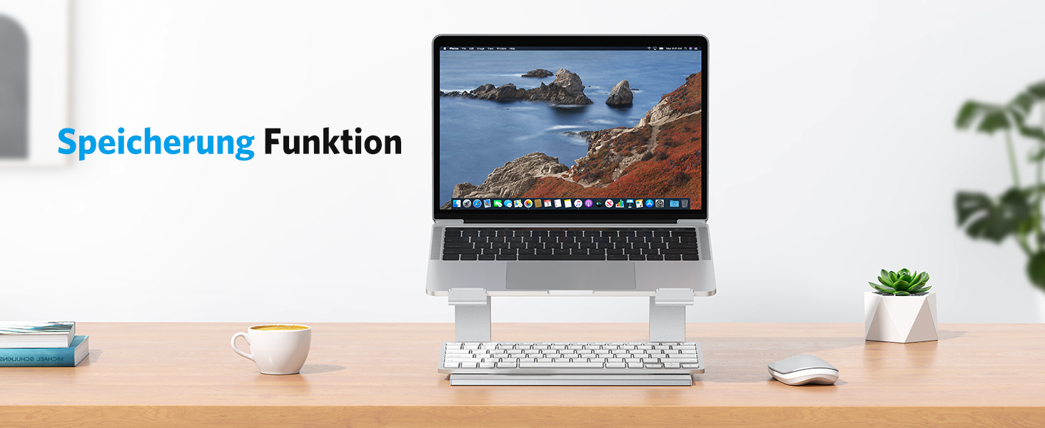 Підставка для ноутбука OMOTON з вентиляцією, алюмінієва, ергономічна, 10-15.6 дюймів, MacBook Pro/Air, срібна