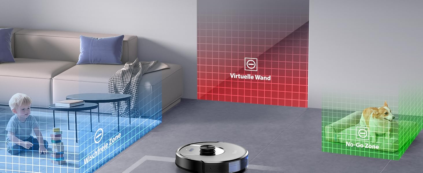 Робот-пилосос з функцією миття Tikom L8000 Pro, 6000Pa, LiDAR, 150 хв, APP, 14 зон, для тварин, килимів та твердих підлог, чорний