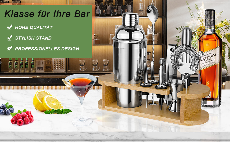 Набір шейкер для коктейлів Barkeeper Set: професійний барний інструмент з аксесуарами, з нержавіючої сталі, для дому та подарунків