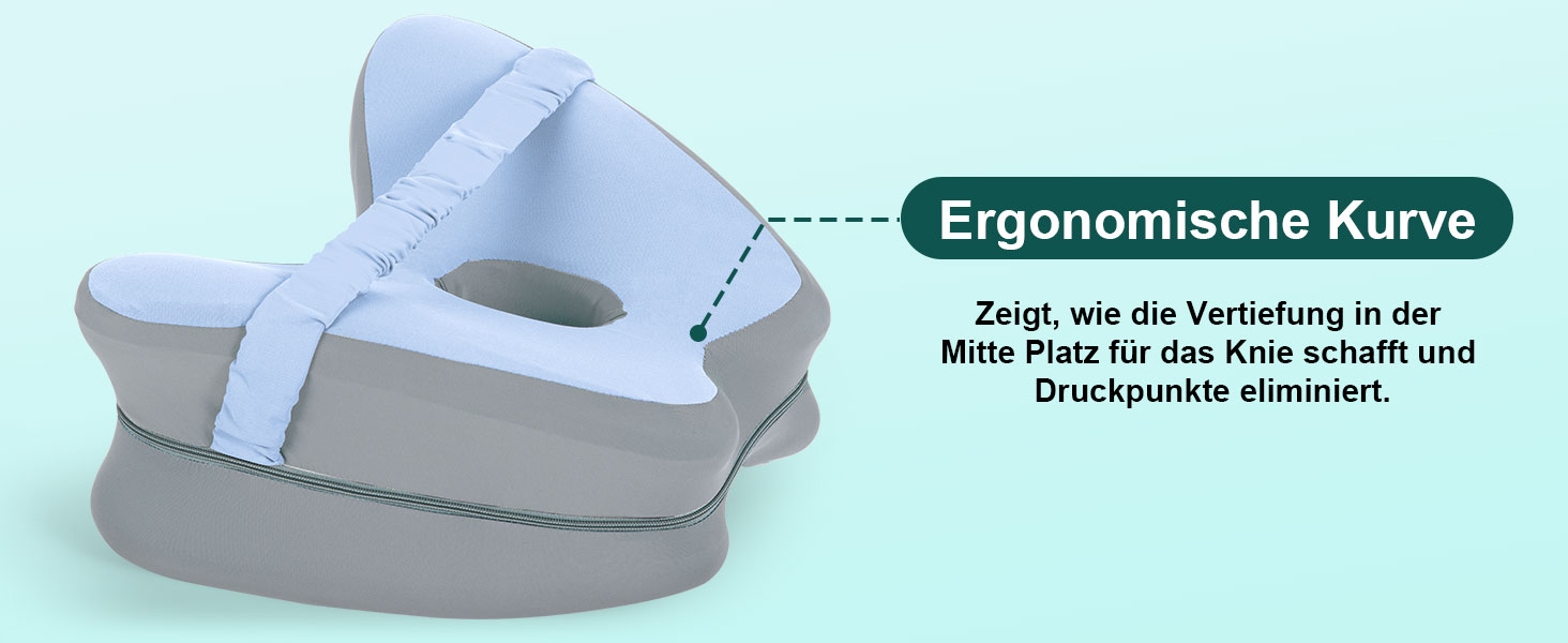 Ортопедична подушка між колін Dioxide для сну на боці з ефектом пам'яті (Memory Foam) для розвантаження спини, суглобів та стегон, синя