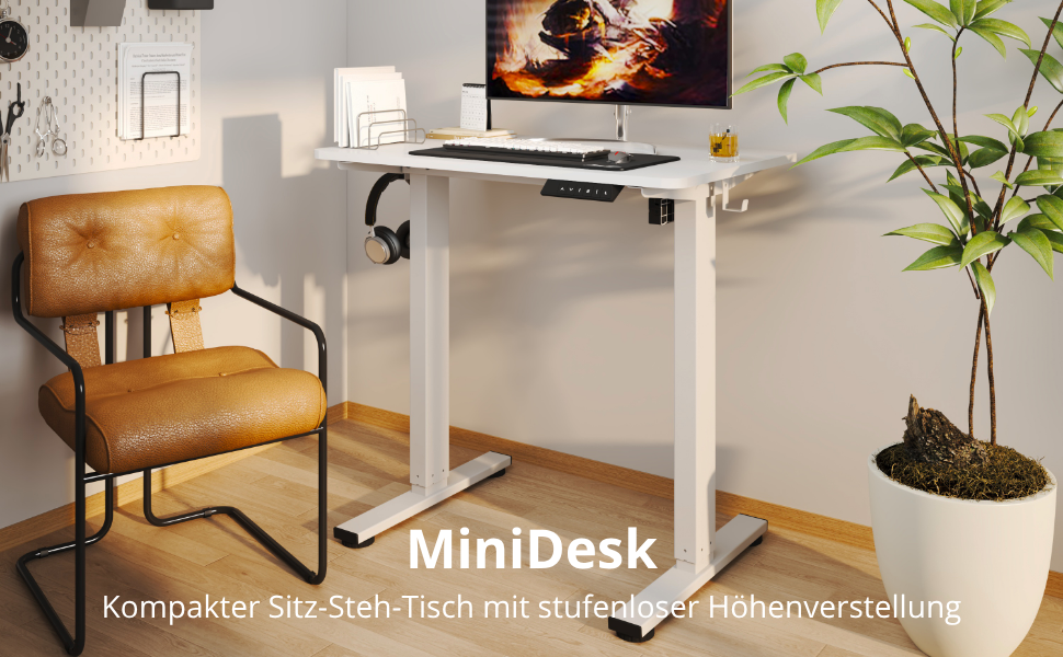 Регульований по висоті письмовий стіл MiniDesk (73–118 см), білий
