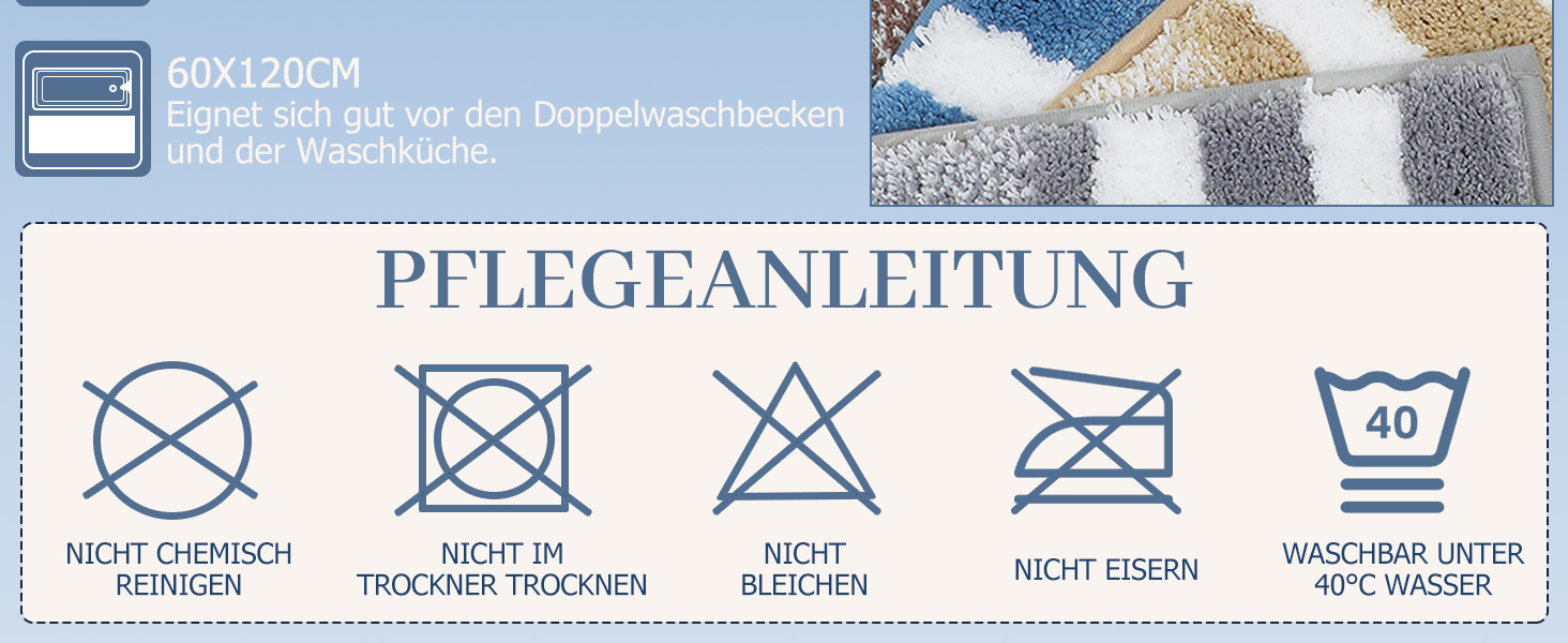 М'який килимок для ванної кімнати з мікрофібри Pauwer 60x120 см, водопоглинаючий, антиковзаючий, для дому, блакитний