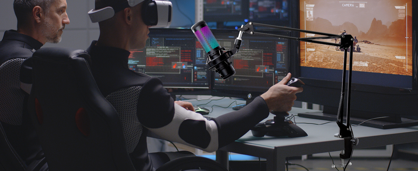 Універсальний пантограф для мікрофона YOUSHARES для HyperX QuadCast S/2S, Blue Yeti, Rode PodMic, Razer Seiren V3 Mini — стрімінговий тримач для геймінгу та подкастингу, чорний