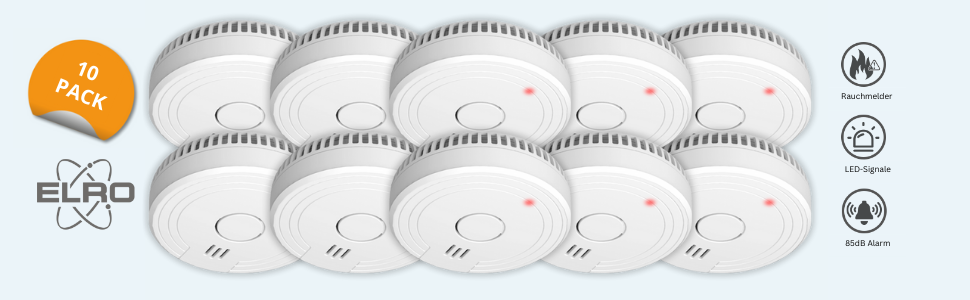 Датчик диму ELRO FS1801 (10 шт.) - Відповідає стандарту EN14604