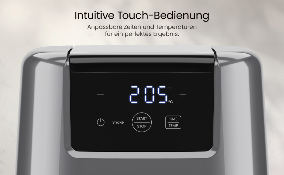 Фритюрниця Chefman 2L з гарячим повітрям - компактна, з антипригарним покриттям, для швидких та простих страв, з цифровим таймером та нагадуванням про струшування - сіра